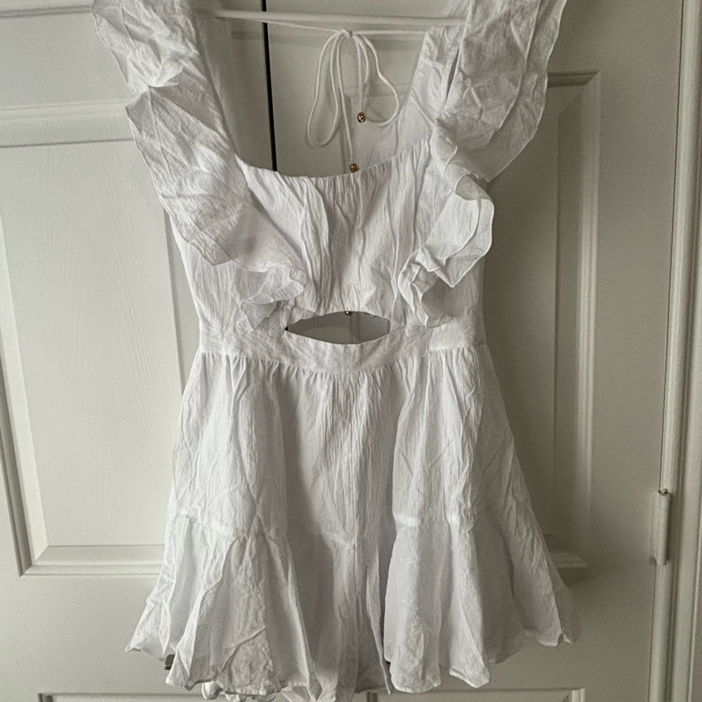 Selfie Leslie White Ruffle Dress